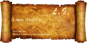 Lapu Iván névjegykártya